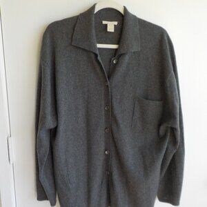 J. Jill Sweater - Cashmere - Grey Cardigan Collar - Size Large Petite (660)